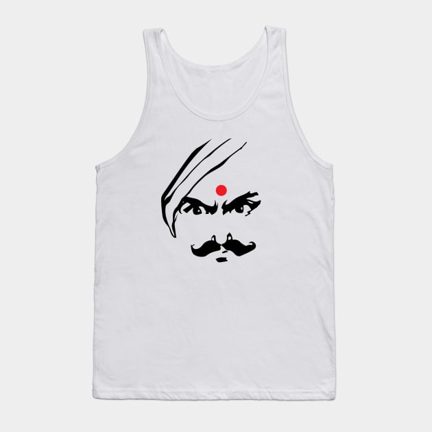 Bharathiyar Angry Face Tamil Poet Quote Tank Top by alltheprints